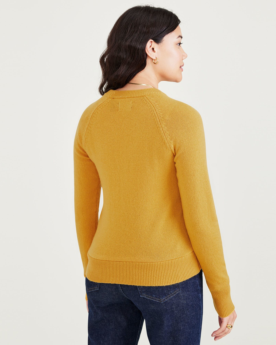 Back view of model wearing Sorrel Crewneck Sweater, Classic Fit.