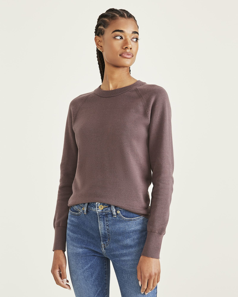 Front view of model wearing Sparrow Crewneck Sweater, Classic Fit.