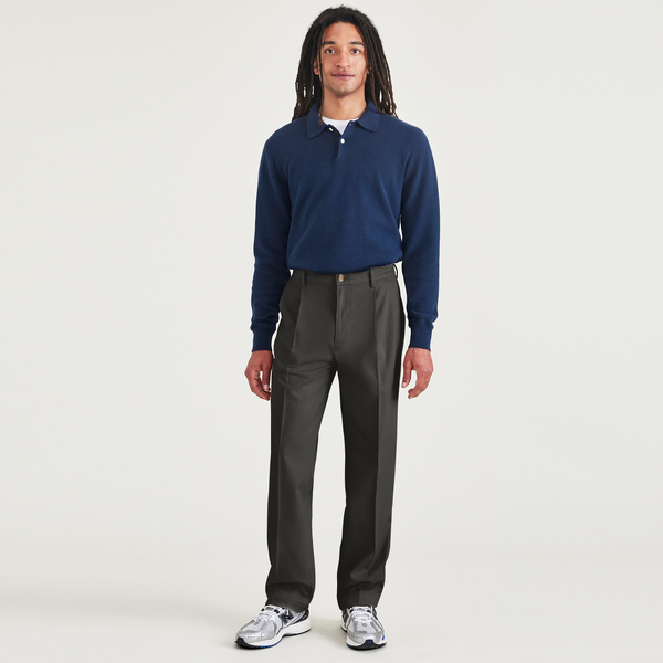 Signature Iron Free Khakis, Pleated, Relaxed Fit with Stain