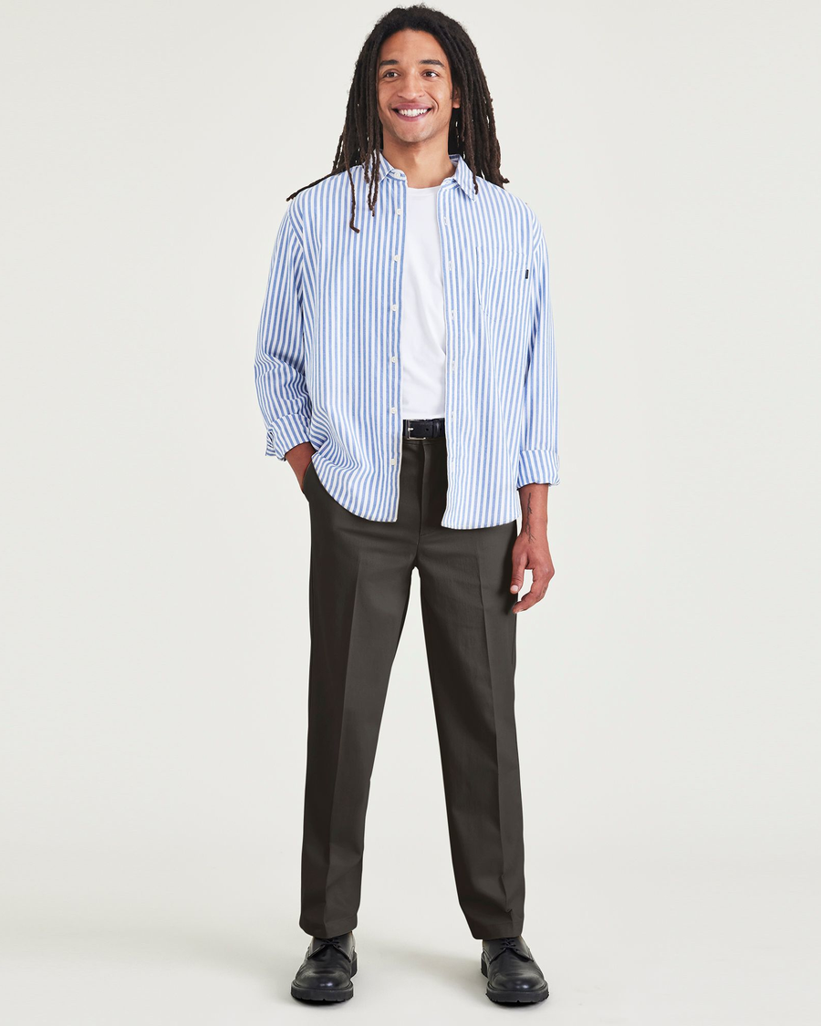 Front view of model wearing Steelhead Signature Iron Free Khakis, Relaxed Fit with Stain Defender®.