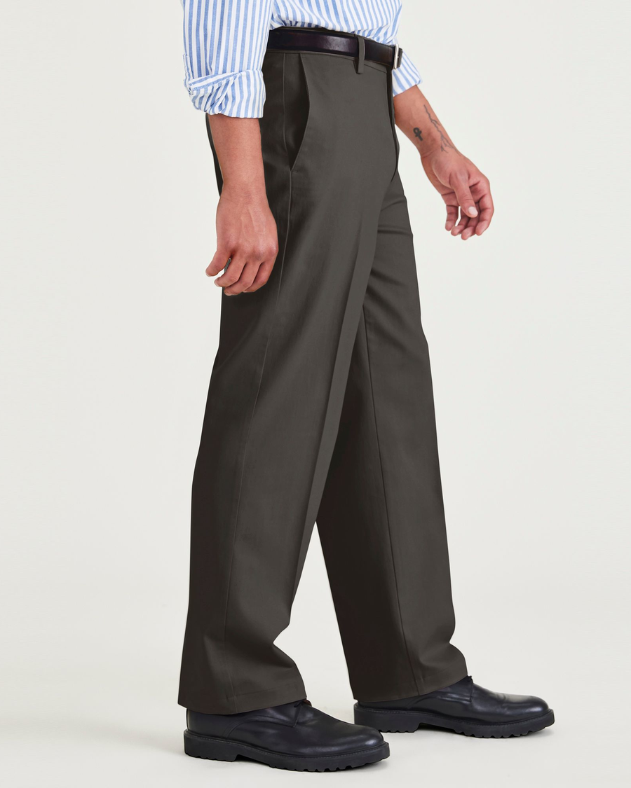 Side view of model wearing Steelhead Signature Iron Free Khakis, Relaxed Fit with Stain Defender®.