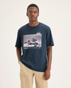 Front view of model wearing Stratified Sea Eighty-Six Tee, Relaxed Fit.