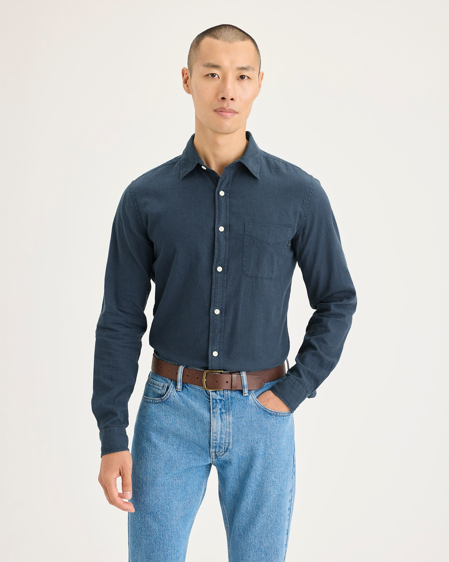 Front view of model wearing Stratified Sea Original Button Up, Slim Fit.