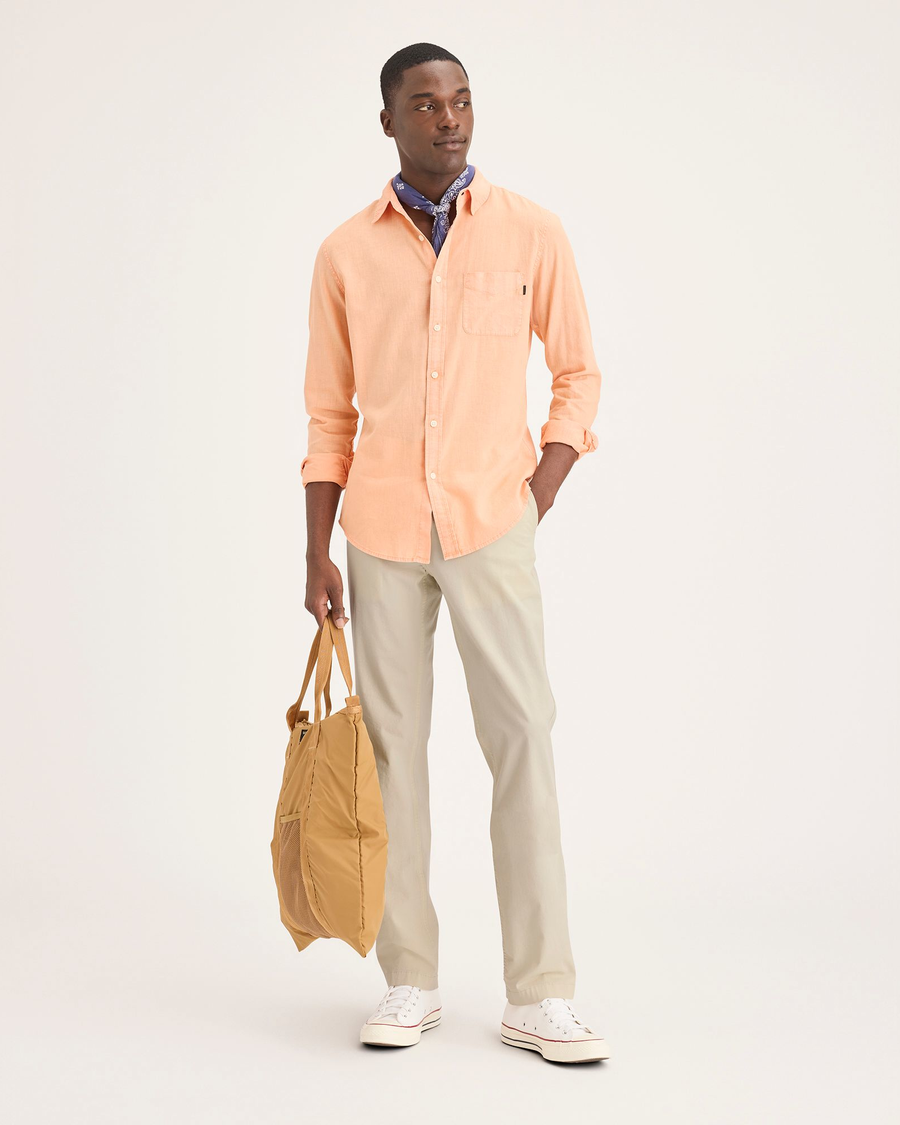 Front view of model wearing Summer Earth Alpha Chino, Slim Fit.