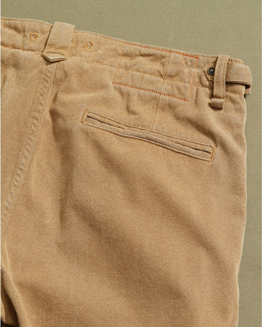 View of model wearing Tan K-1 Tan Canvas Pants - 30 x 31.