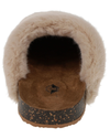 Back view of  Tan Luxe Faux Fur Slip-on Clog.