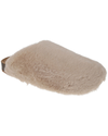 Front view of  Tan Luxe Faux Fur Slip-on Clog.