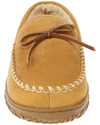 View of  Tan Rugged Microsuede Boater Moccasin Slippers.