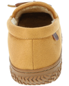 Back view of  Tan Rugged Microsuede Boater Moccasin Slippers.