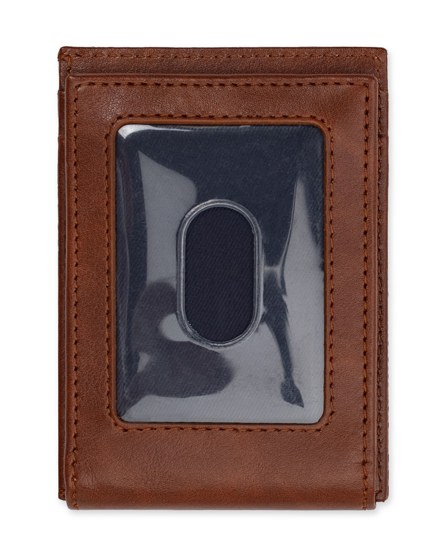 Back view of  Tan Wide Magnetic FPW Wallet.