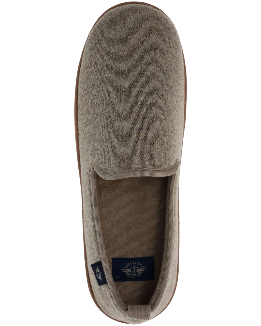 View of  Taupe Knit Slip-on Slippers.