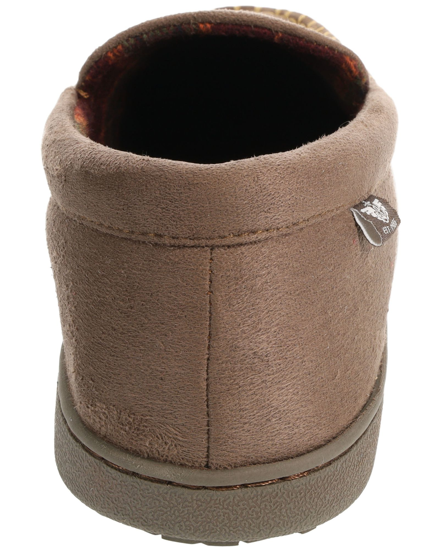 Back view of  Taupe Ultrawool Venetian Moccasin Slippers.
