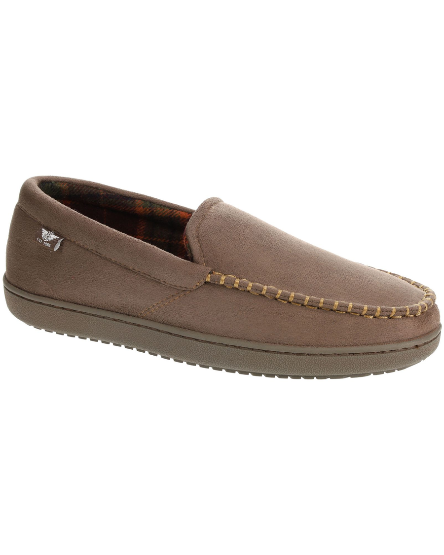Front view of  Taupe Ultrawool Venetian Moccasin Slippers.
