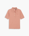 View of model wearing Tawny Orange Ribbed Polo, Slim Fit.