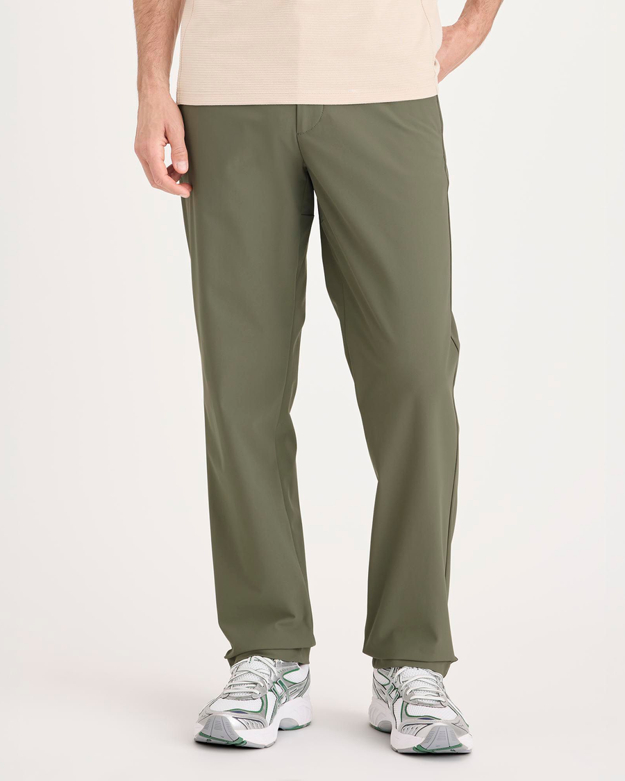 Front view of model wearing Tea Leaf Go Airweave Chino, Straight Fit.