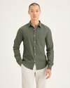 Front view of model wearing Tea Leaf Original Button Up, Slim Fit.