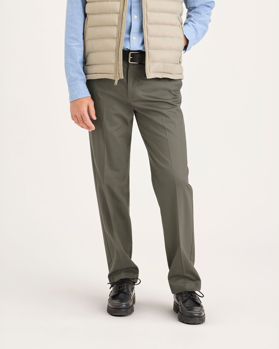 Front view of model wearing Tea Leaf Signature Iron Free Khakis, Straight Fit with Stain Defender®.