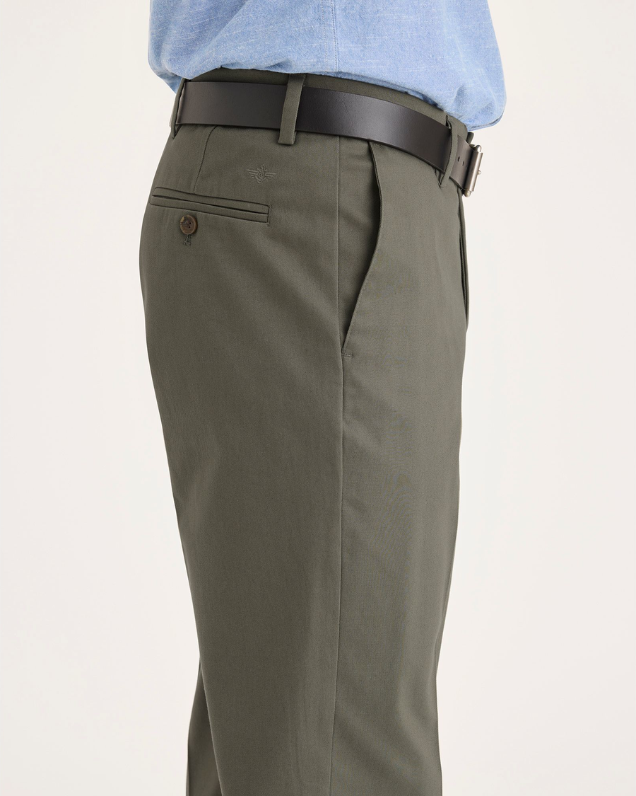 Side view of model wearing Tea Leaf Signature Iron Free Khakis, Straight Fit with Stain Defender®.