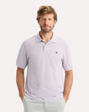View of model wearing Thistle Rib Collar Polo, Slim Fit.