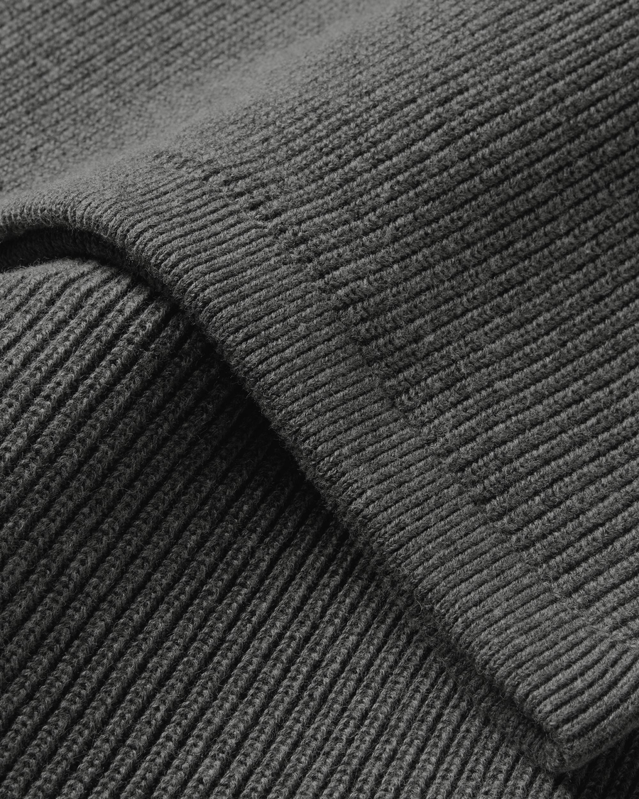 View of model wearing Thunderstorm Grey 1/4 Zip Sweater, Regular Fit.