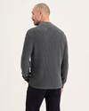 Back view of model wearing Thunderstorm Grey 1/4 Zip Sweater, Regular Fit.