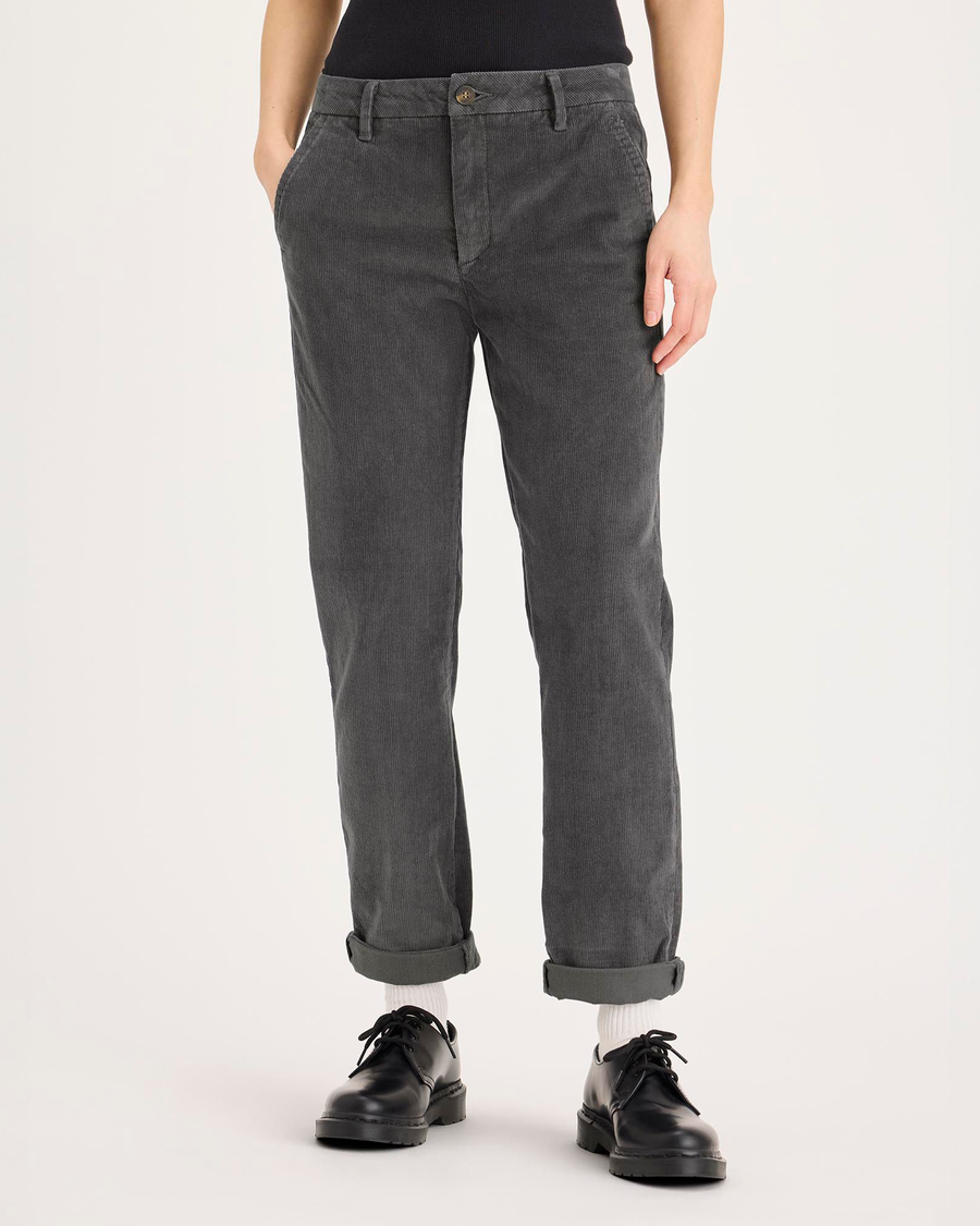 Front view of model wearing Thunderstorm Grey Weekend Chino, Slim Fit.