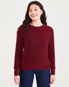 Front view of model wearing Tibetan Red Crewneck Sweater, Classic Fit.