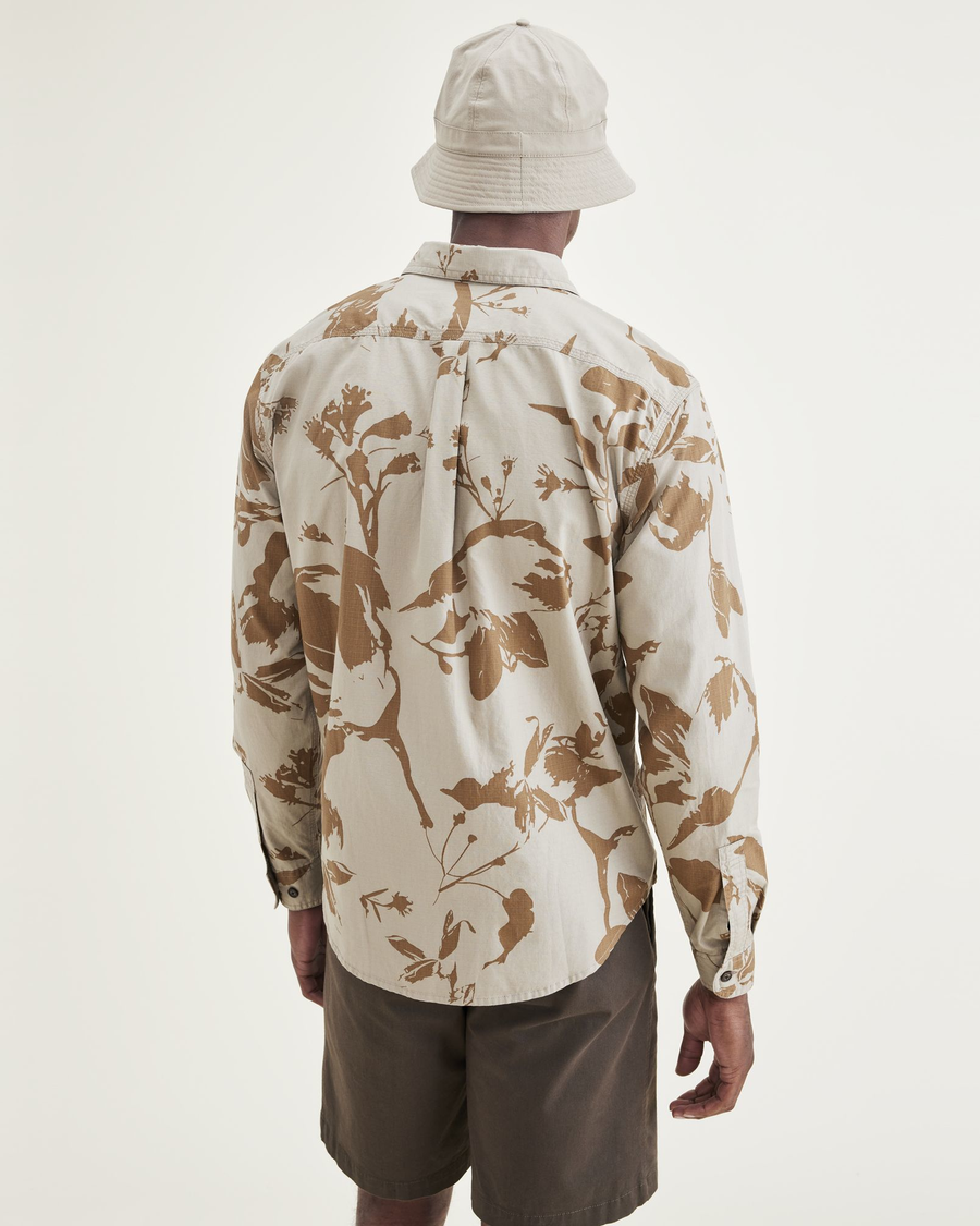 Back view of model wearing Timber Wolf 2 Pocket Workshirt, Regular Fit.