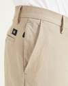 View of model wearing Timber Wolf Comfort Knit Trousers, Slim Fit.