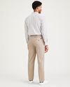 Back view of model wearing Timber Wolf Signature Iron Free Khakis, Straight Fit with Stain Defender®.