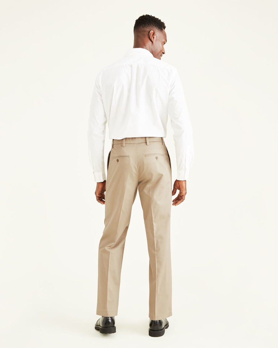 Back view of model wearing Timber Wolf Signature Khakis, Pleated ...