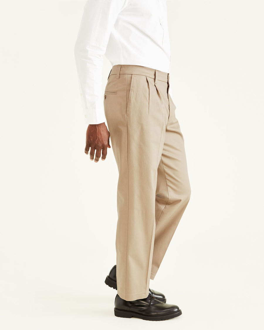 Side view of model wearing Timber Wolf Signature Khakis, Pleated ...