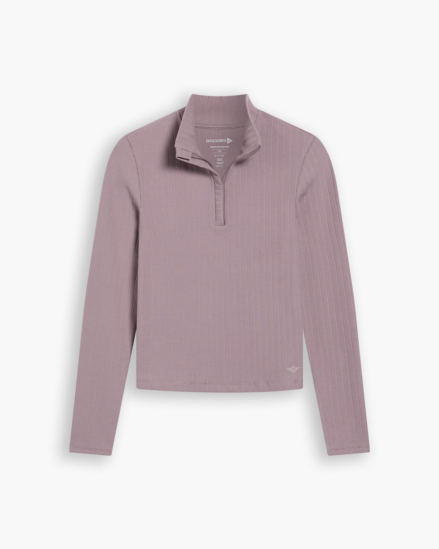 View of model wearing Toadstool Go Quarter-Zip Pullover, Slim Fit.