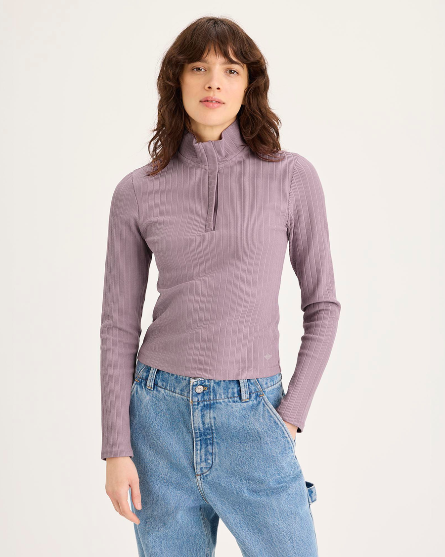 Front view of model wearing Toadstool Go Quarter-Zip Pullover, Slim Fit.