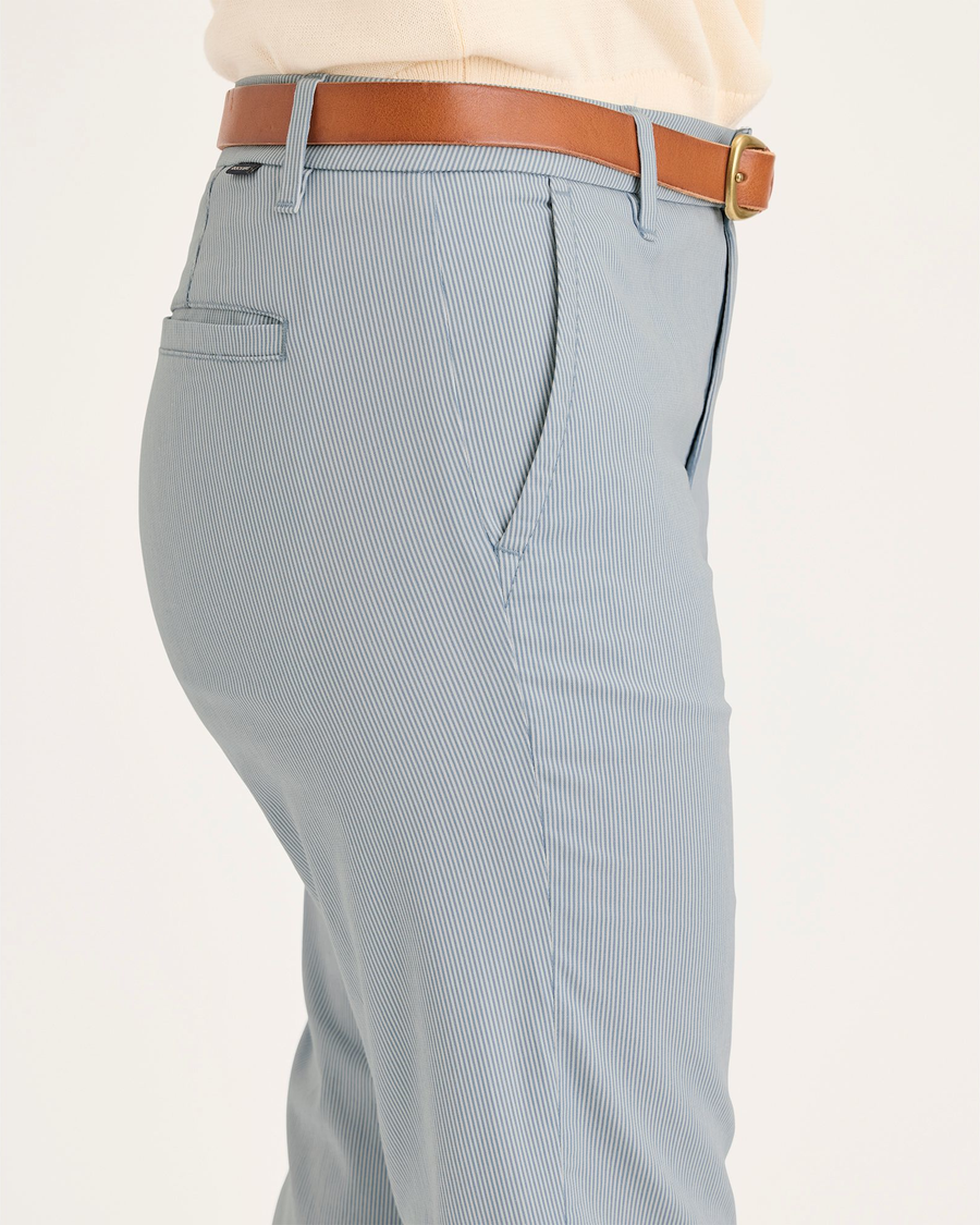 Side view of model wearing Tourmaline Weekend Chino, Slim Fit.