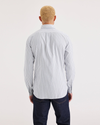 Back view of model wearing Trace Dobby Lucent White Crafted Shirt, Slim Fit.