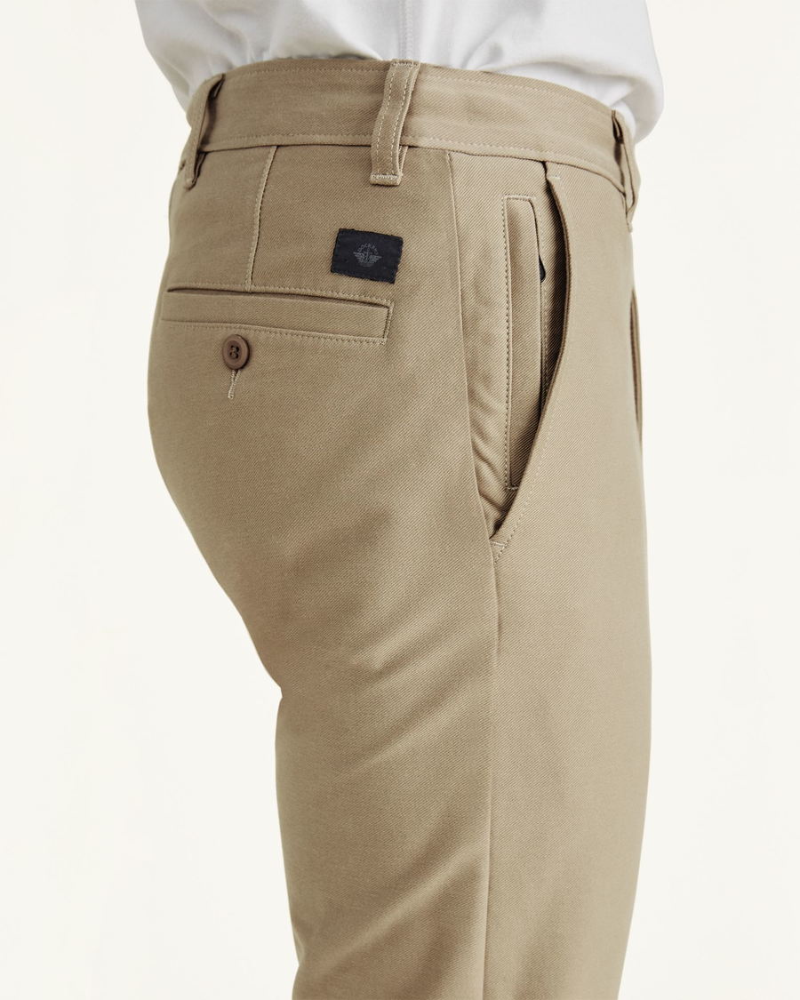 View of model wearing True Chino Comfort Knit Chinos, Slim Fit.