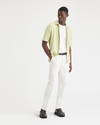 View of model wearing Undyed Cottom Hemp Original Chinos, Relaxed Tapered Fit.