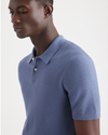 View of model wearing Vintage Indigo Sweater Polo, Regular Fit.
