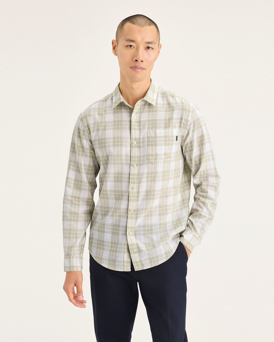 Front view of model wearing Westford Lucent White Ultimate Shirt, Regular Fit.