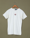 Front view of model wearing White Dockers® Embroidered Logo Tee Shirt, Slim Fit - M.