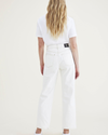 Back view of model wearing White Jean Cut Pants, High Straight Fit.