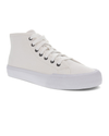 Front view of  White Twill Forbes High Top Sneakers.