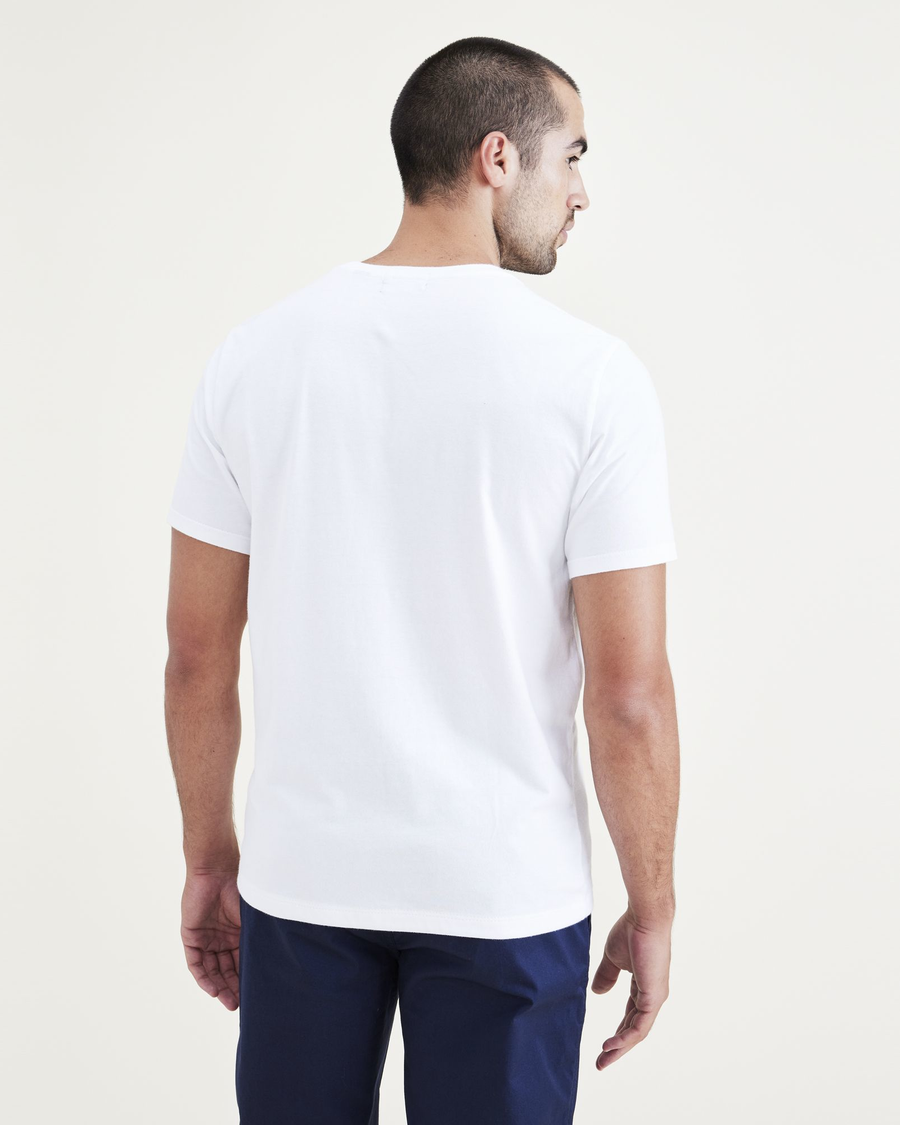Back view of model wearing White + Wing & Anchor Logo Tee, Slim Fit.