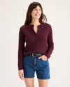 Front view of model wearing Winetasting Cardigan, Regular Fit.