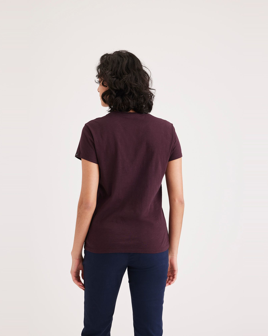 Back view of model wearing Winetasting Favorite Tee Shirt, Slim Fit.