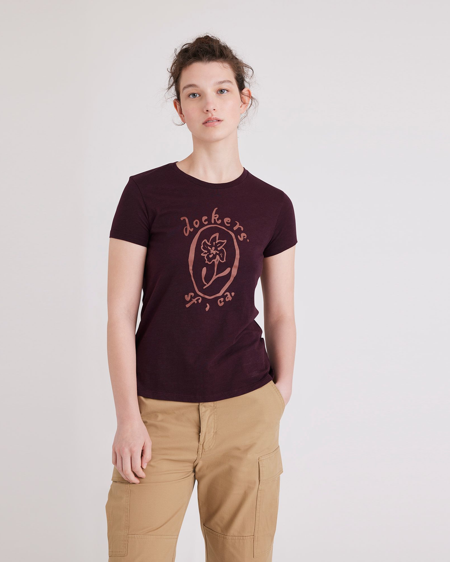 Front view of model wearing Winetasting Graphic Tee, Slim Fit.