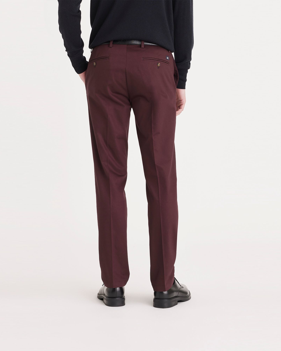 Back view of model wearing Winetasting Signature Iron Free Khakis, Slim Fit with Stain Defender®.