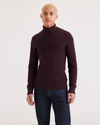 Front view of model wearing Winetasting Turtleneck Sweater, Regular Fit.