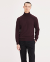 Front view of model wearing Winetasting Turtleneck Sweater, Regular Fit.